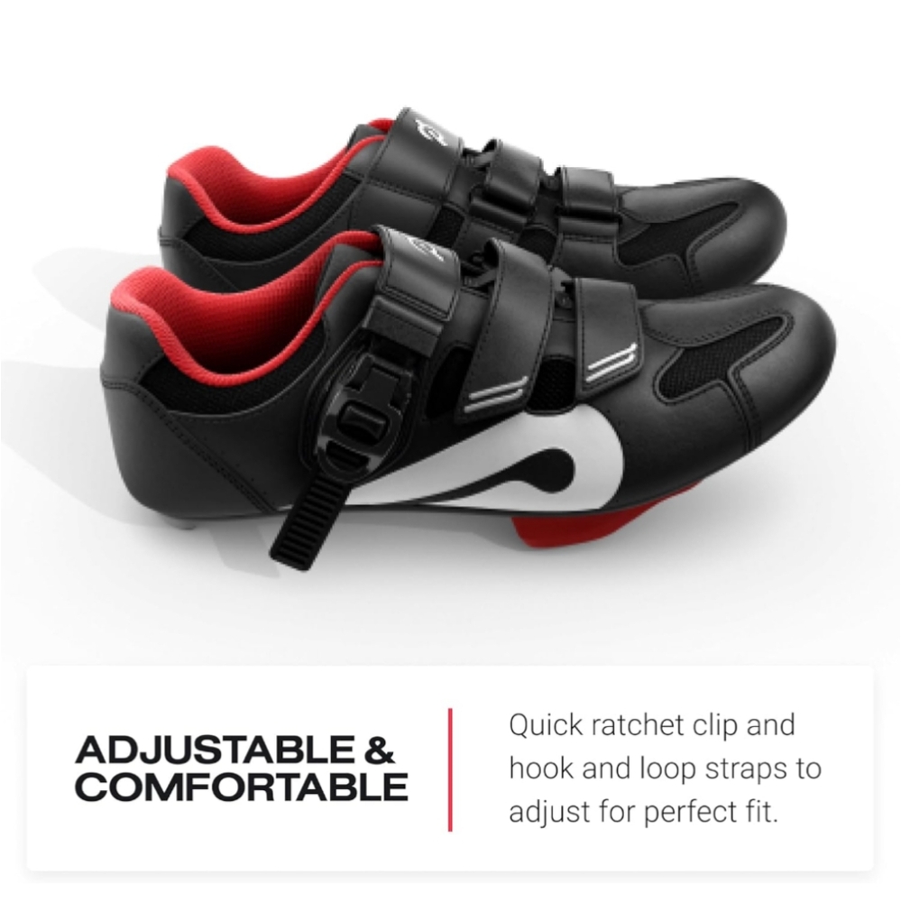 Peloton Bike & Bike Cycling Shoes Red Black White Unisex Size 38 Like New Size 8 - Picture 2 of 16